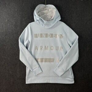 Under Armour Hoodie Women’s Medium Baby Blue Fleece Pullover Cowl Neck #1321142